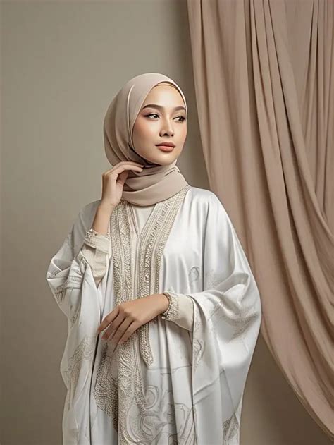 Gamis kaftan putih modern