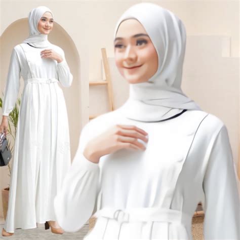 Gamis putih model wrap dress