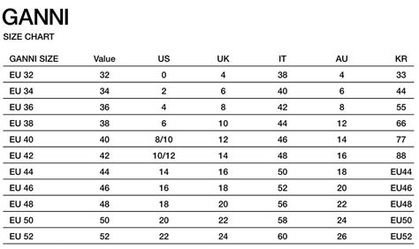 Ganni Shoe Size Chart