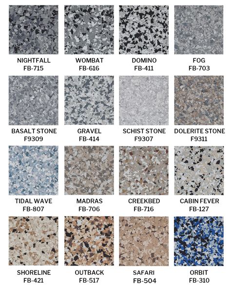 Garage Floor Epoxy Color Chart