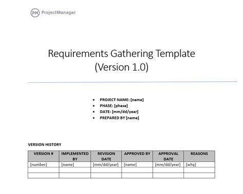 Gathering Requirements Template