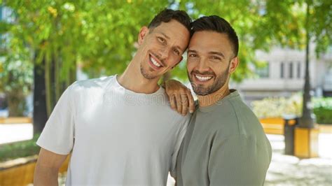 Gay couple smiling