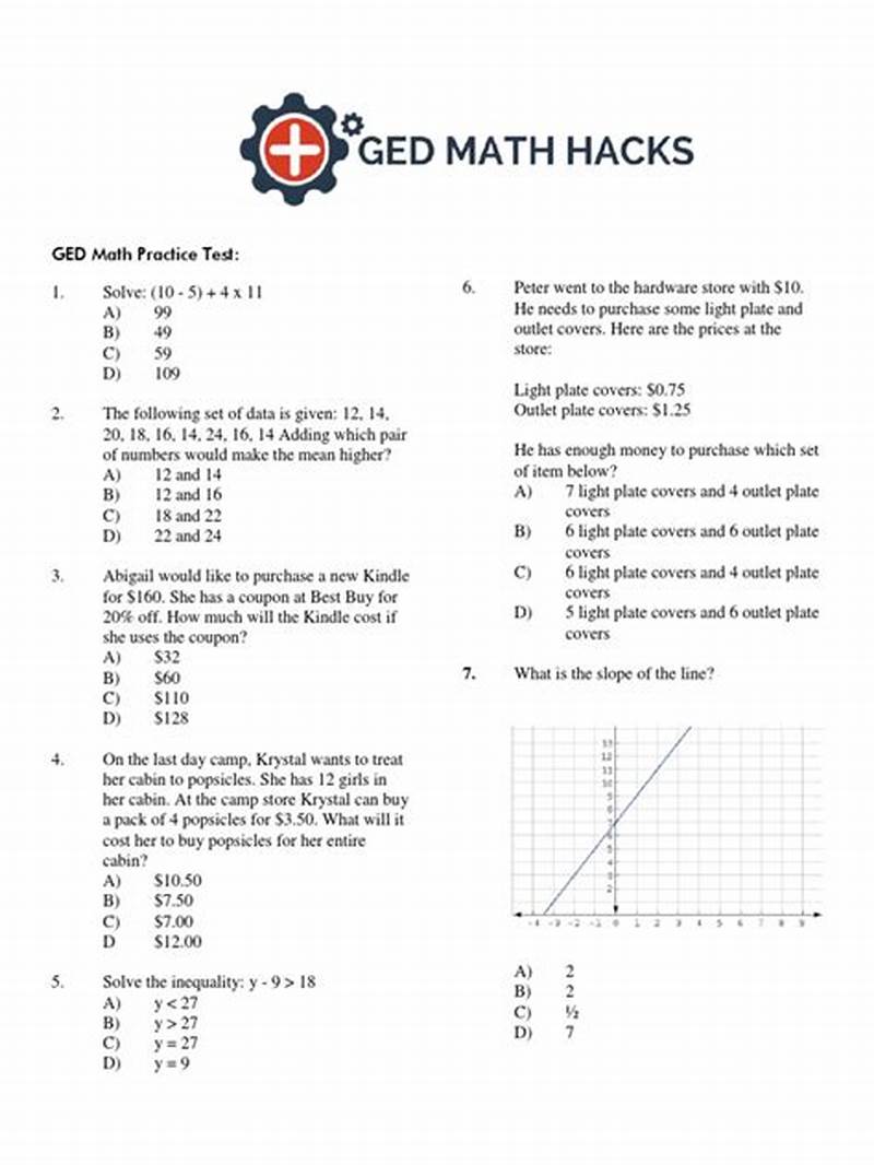 Ged Math Practice Test Free Printable