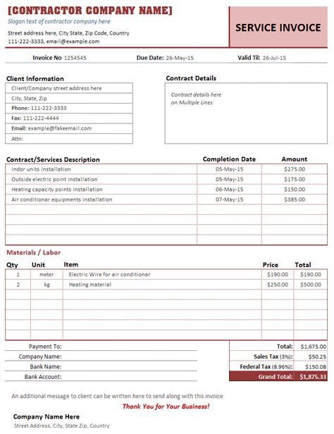 General Contractor Invoice Template