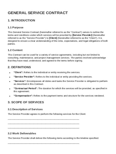 General Service Contract Template