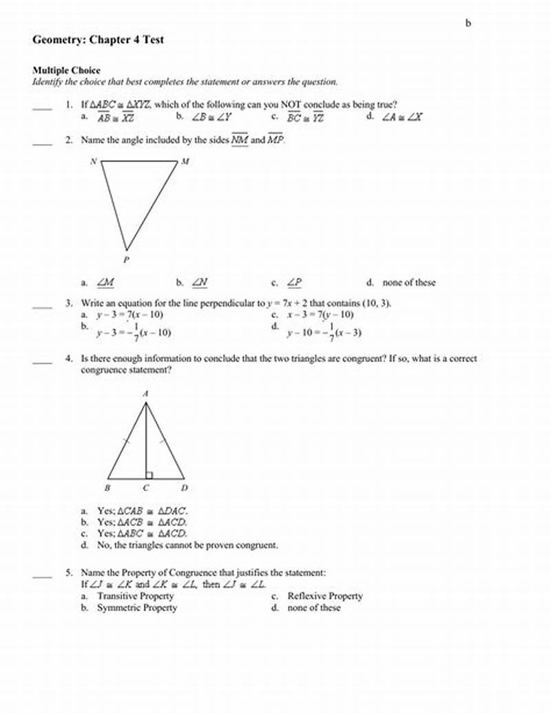 Geometry Chapter 4 Test Form A Answers