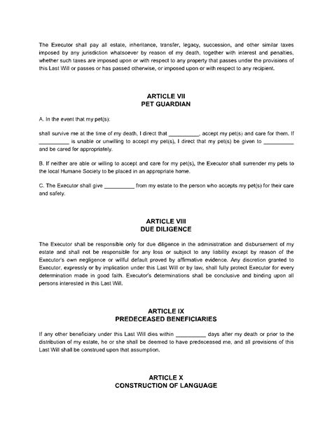 Georgia Will Template Free