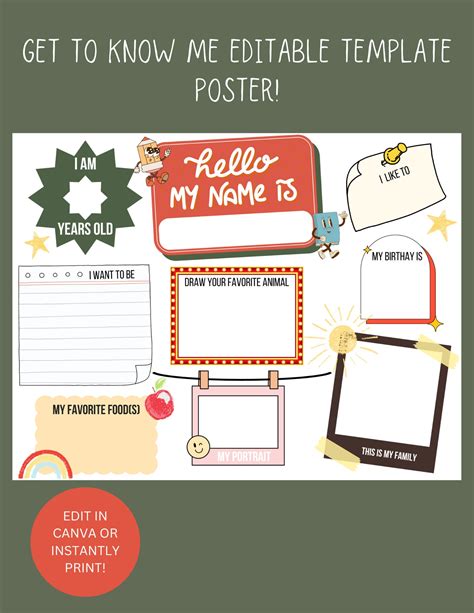 Get To Know Me Poster Template