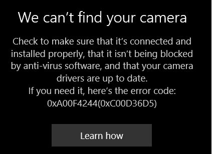 Understanding Why You Are Getting Camera Error Code 0xa00f4244
