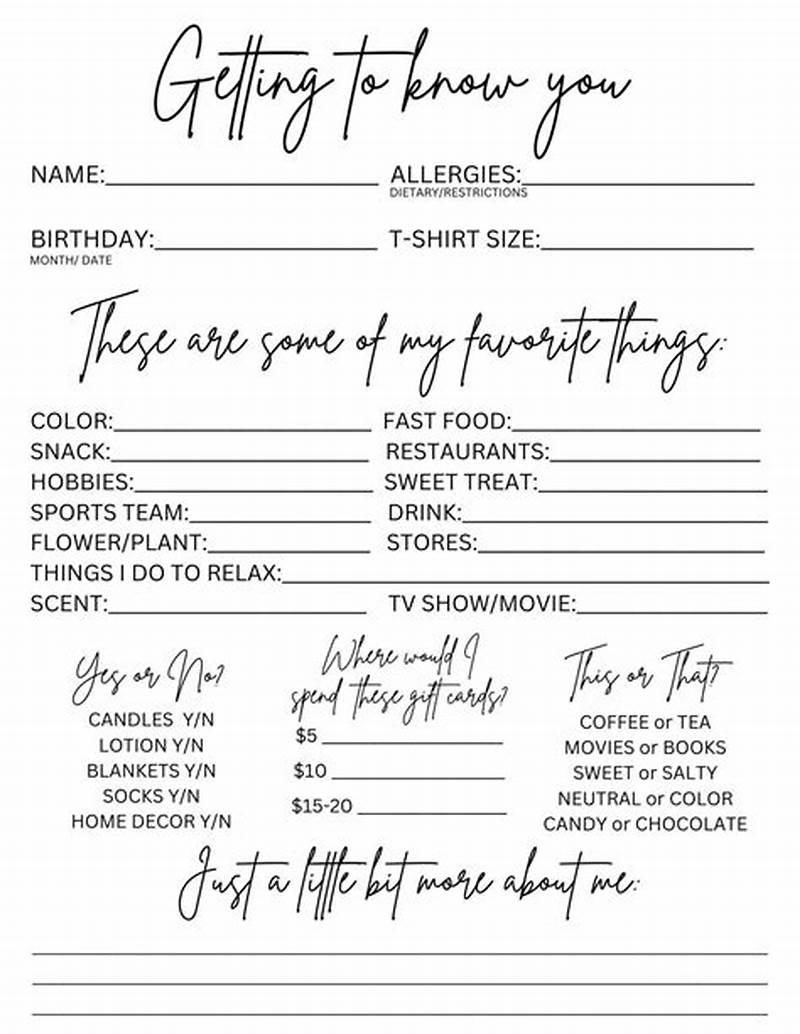 Getting To Know You Form For Students