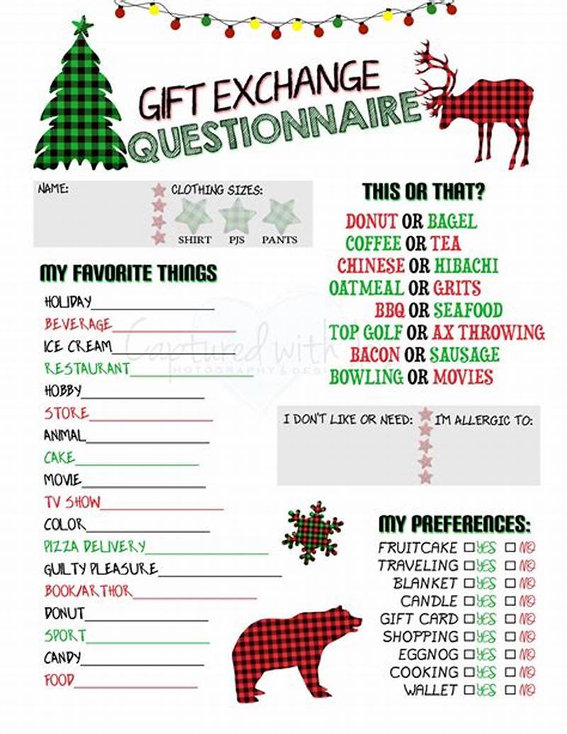 Gift Guide Questionnaire Printable