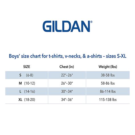 Gildan Size Chart Youth