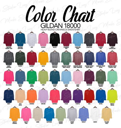 Gildan Sweatshirt Color Chart