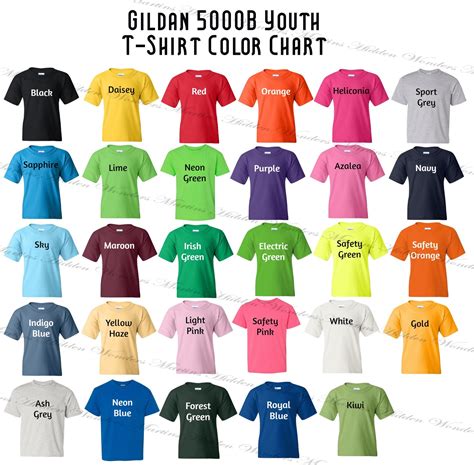 Gildan Youth Color Chart
