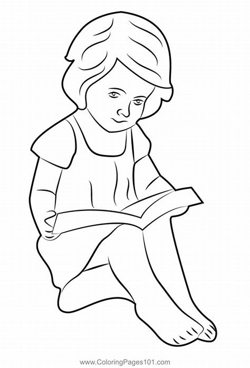 Girls Reading A Book In Coloring Books