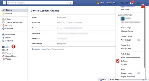 Go to Facebook settings