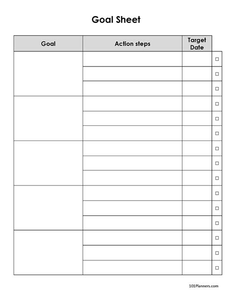 Goal List Template
