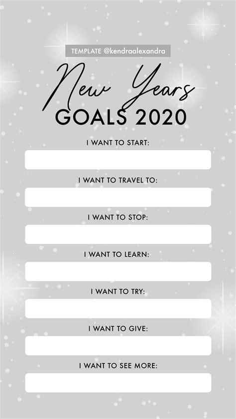 Goals For New Year Template