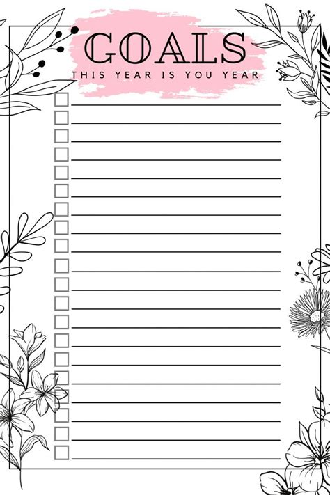 Goals List Template