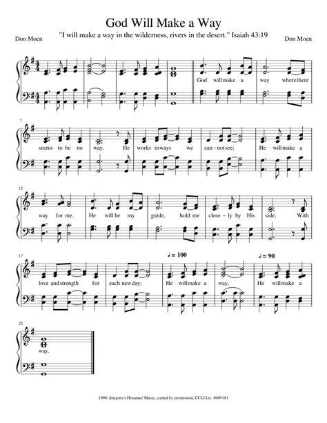 God Will Make A Way Printable Music Score