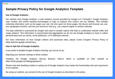 Google Analytics Privacy Policy Template