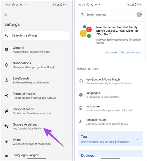 Google Assistant Settings