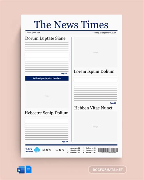 Google Doc Newspaper Template