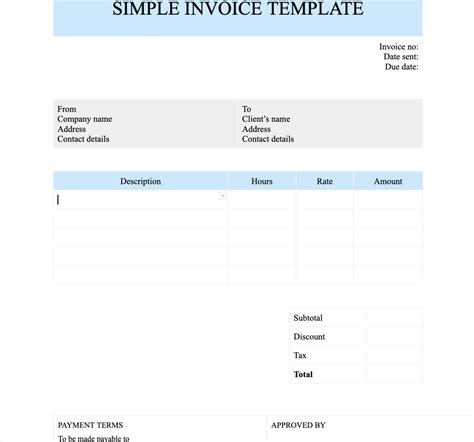 Google Docs Bill Template