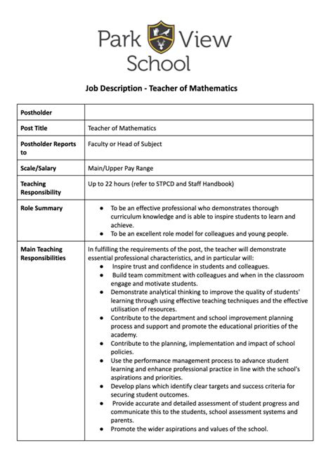 Google Docs Job Description Template