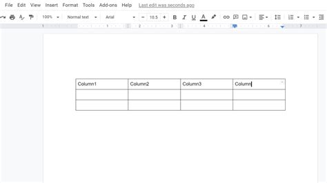 Google Docs Table Template