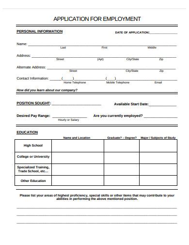 Google Form Job Application Template