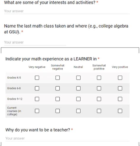 Google Form Questionnaire Template