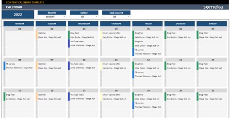 Google Sheets Content Calendar Template