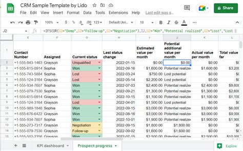 Google Sheets Crm Template