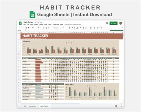 Google Sheets Habit Tracker Template Free