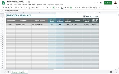 Google Sheets Inventory Management Template