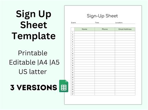 Google Sheets Sign Up Sheet Template