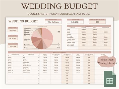 Google Sheets Wedding Budget Template