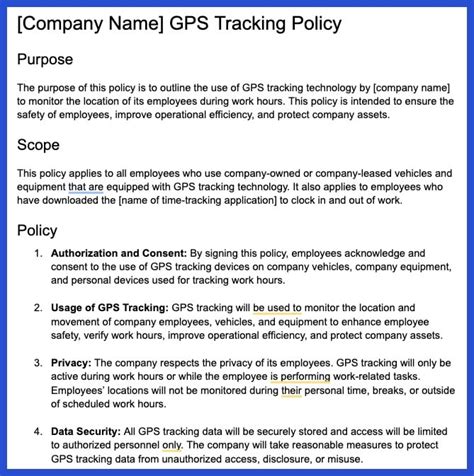 Gps Tracking Policy Template