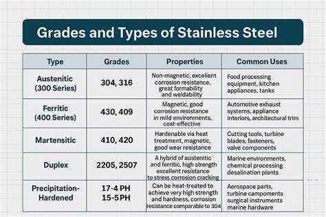 Grades Of Stainless Steel Chart