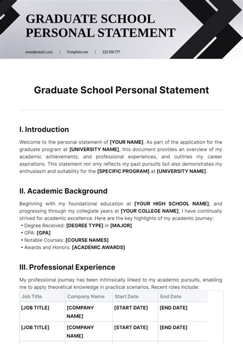 Graduate Personal Statement Template
