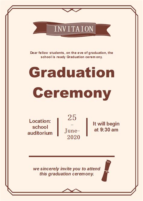 Graduation Ceremony Invitation Templates Free