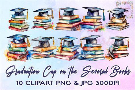 Graduation cap with books