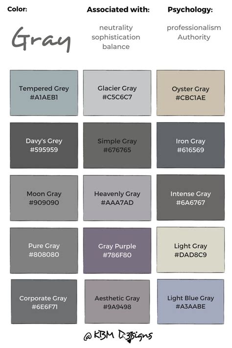 Gray Hex Color Chart
