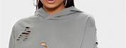 Gray Oversized Cropped Hoodie
