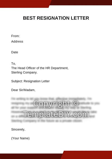 Great Resignation Letter Template