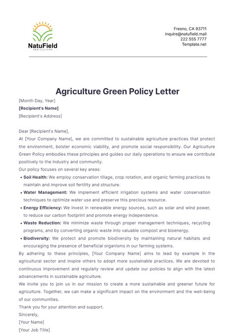 Green Policy Template