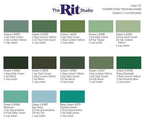 Green Rit Dye Color Chart