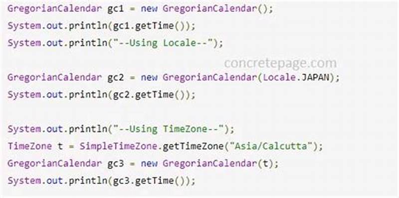 Gregorian Calendar Java