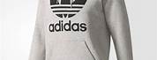 Grey Adidas Hoodie Black Logo